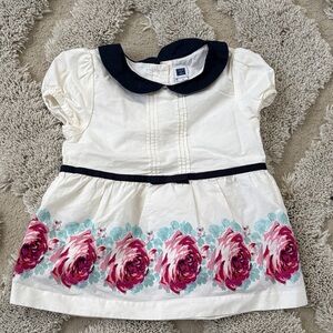 Janie and Jack Size 3 - Floral Print Kids Dress with Navy Accents